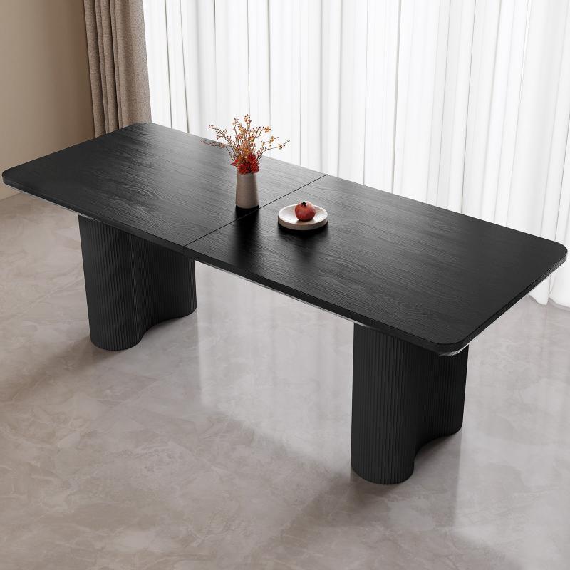 Guyii 63"-79" Black Rectangle Dining Table, Modern Kitchen Table for Dining Room