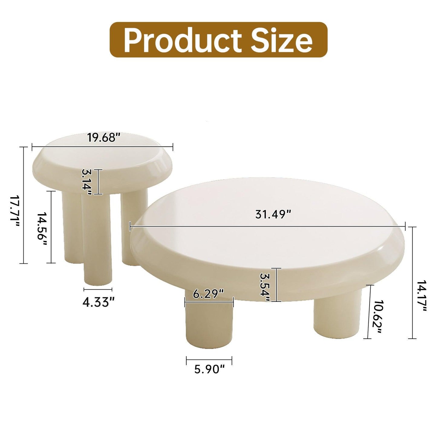 Guyii Modern Nesting Coffee Table Set – Round Coffee Tables for Living Room, Bedroom, and Small Spaces