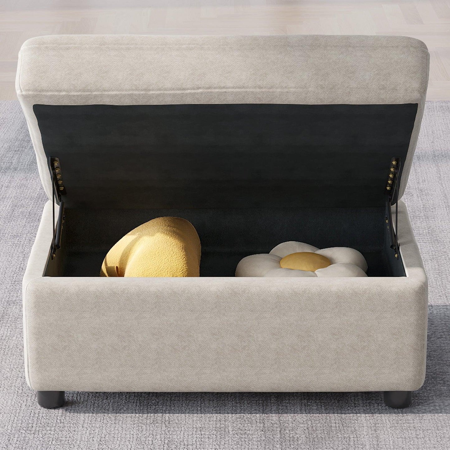 Guyii Sofa Ottoman, Storage Footrest for Sectional Sofa, Rectangular Couch Ottoman