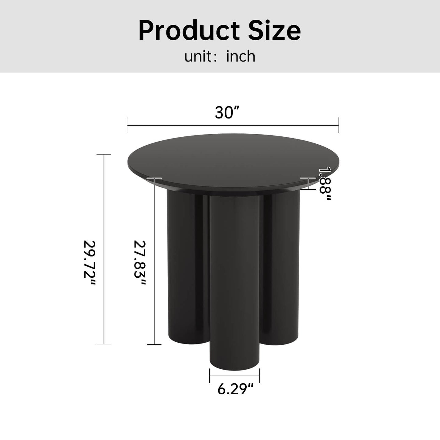 Guyii 30" Black Dining Table, Modern Round Kitchen Table | L5294-DE