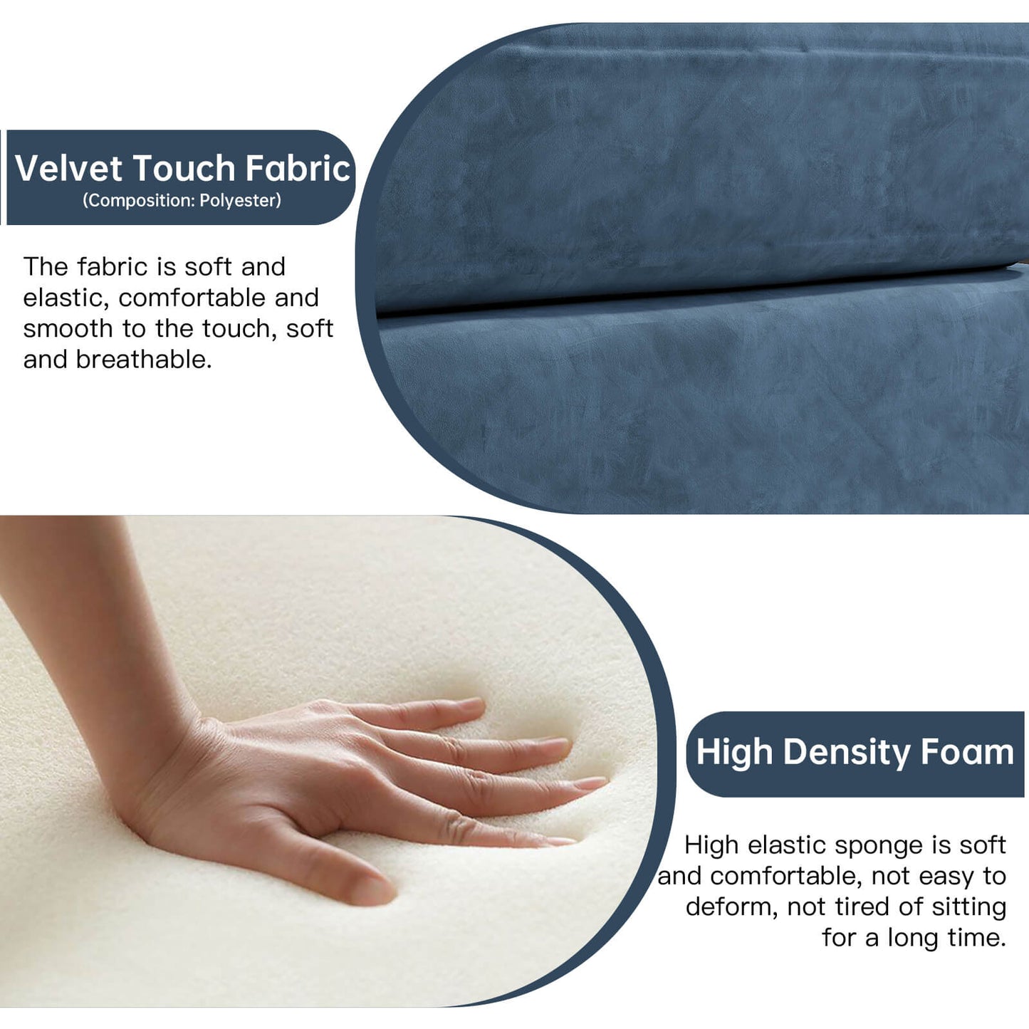 Guyii Blue Velvet Sectional Loveseat Sofa, Modern Oversized 2-Seat Couch with 2-Pillows