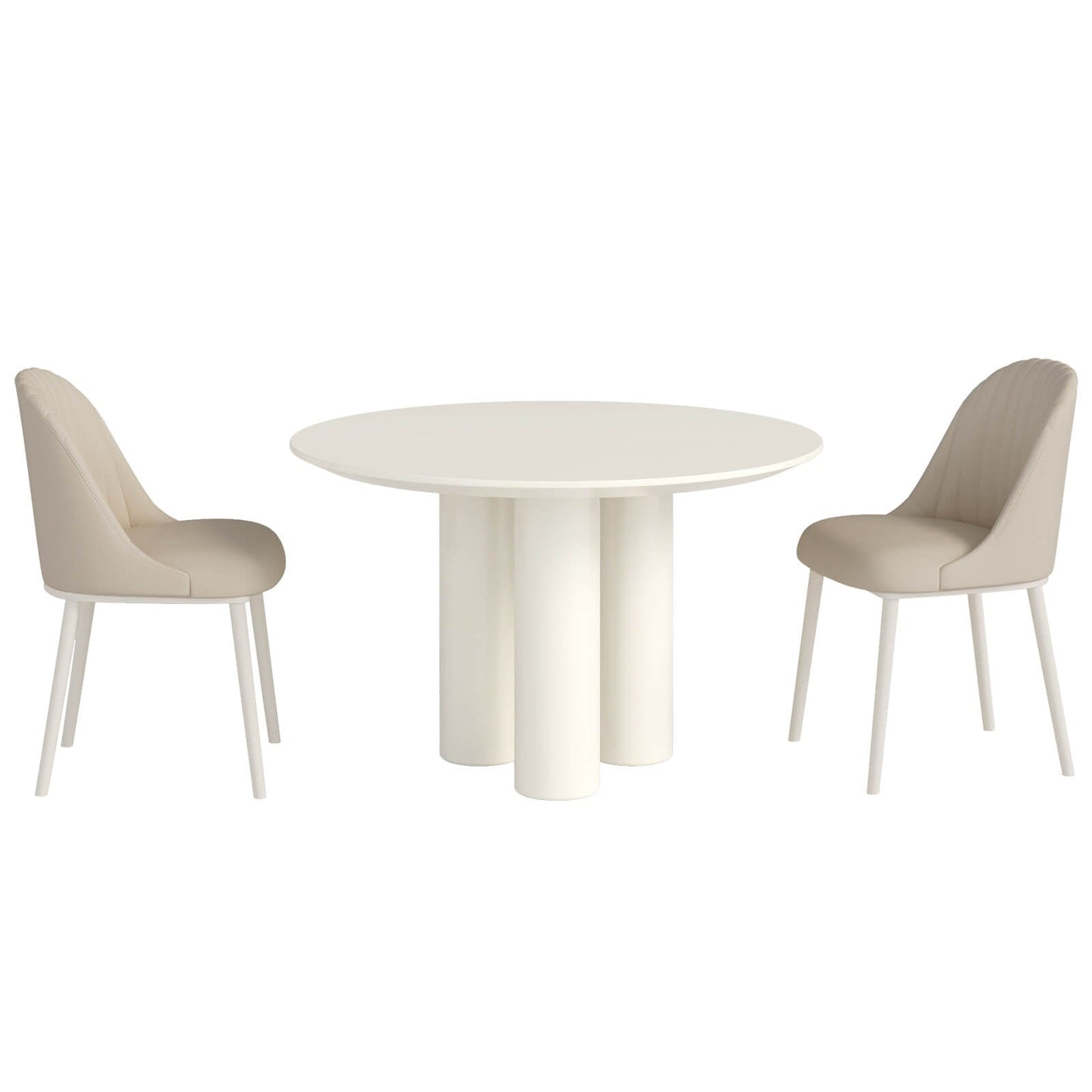 Guyii 46.06" Cream White Dining Table Set with 2 Chairs, Modern Kitchen Dining Set