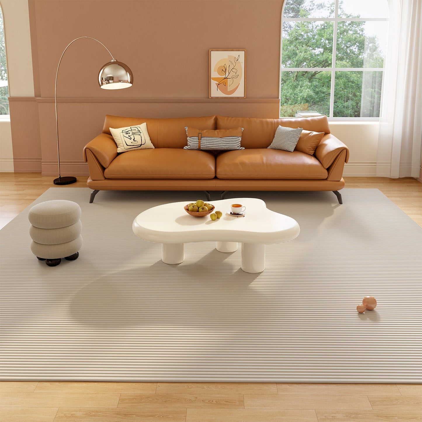 Guyii Cloud Coffee Table – Modern White Irregular Centre Table with 3 Legs, Rounded Edge Living Room Tea Table | Q1522-UK