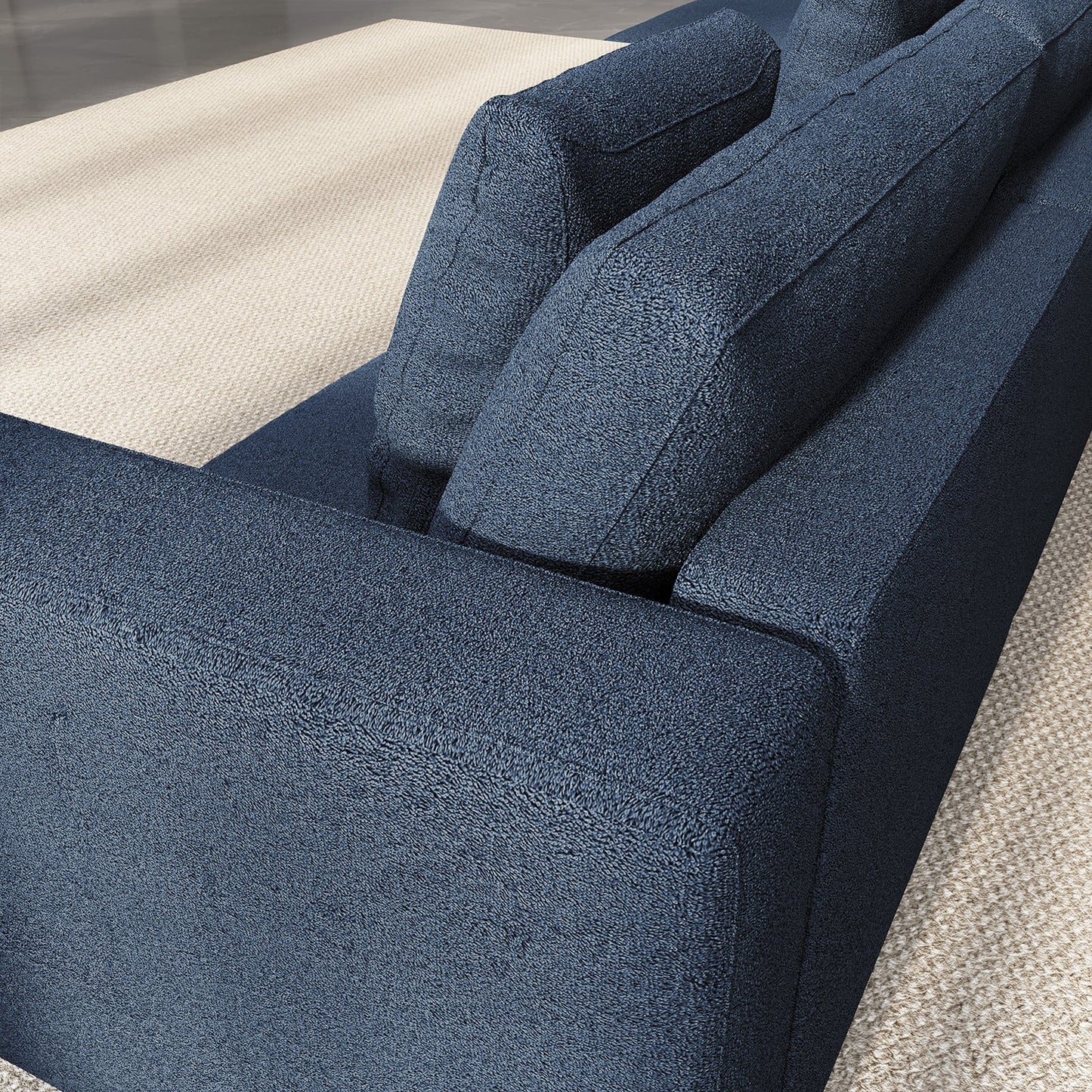 Guyii Oversized Sectional Sofa with Storage Ottoman, 4-9 Deep Seat Modular Couch for Living Room, Blue Fabric