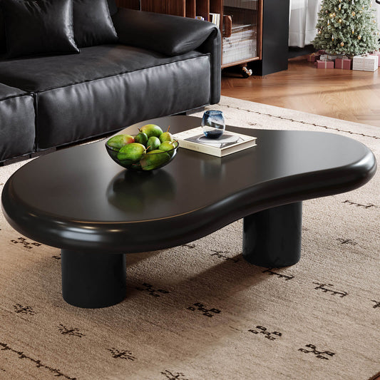 Guyii 41.02" Black Cloud Coffee Table, Cute Modern Coffee Table with 3-Leg Design