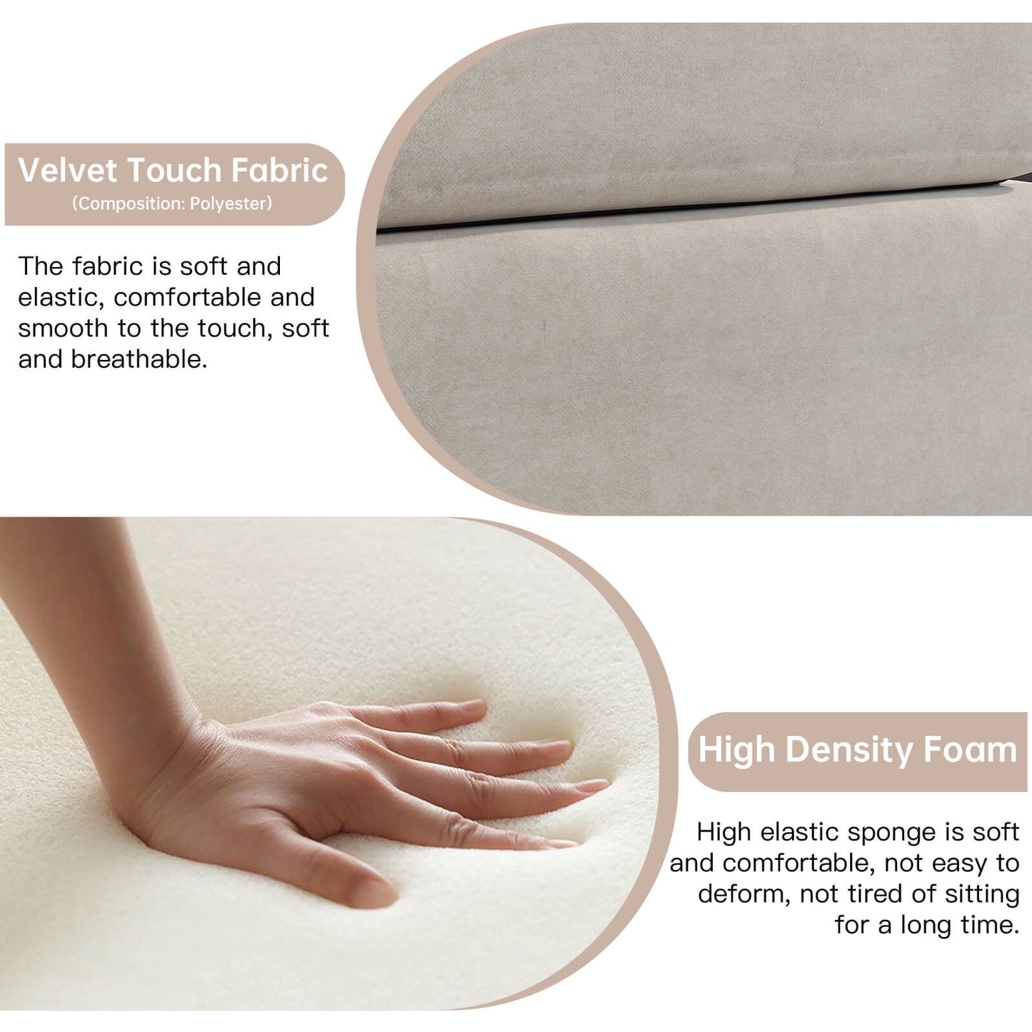 Guyii Velvet Sectional Sofa, Modern Oversized 5-Seat Sofa with 5 Pillows
