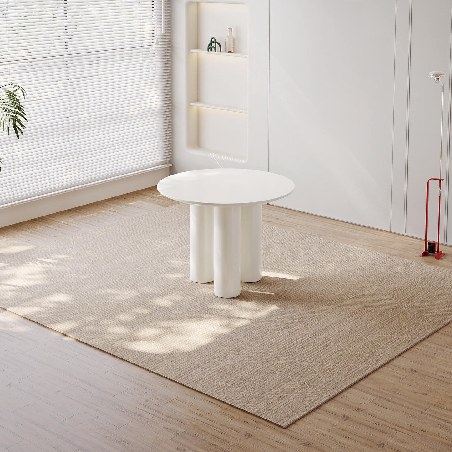 Guyii 39.37" Cream White Dining Table, Modern Round Kitchen Table