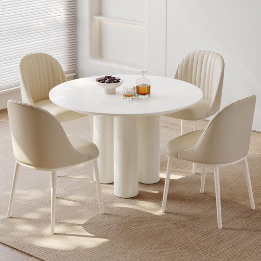Guyii 46.06" Cream White Dining Table Set with 4 Chairs, Modern Kitchen Dining Set