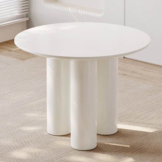 Guyii 39.37" Cream White Dining Table, Modern Round Kitchen Table
