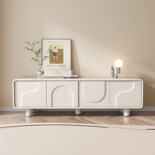 Guyii 68.89" Modern TV Cabinet, Creamy White TV Stand with 4 Storage Cabinets