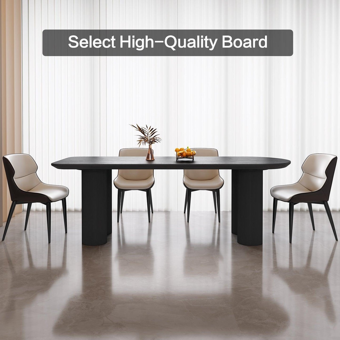 Guyii 55"-71" Black Dining Table, Modern Kitchen Table for Dining Room