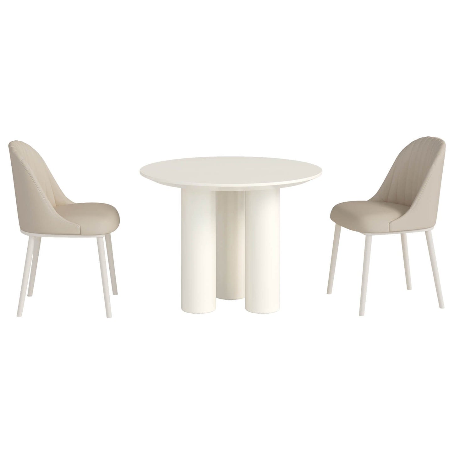 Guyii 39.37" Cream White Dining Table Set with 2 Chairs, Modern Kitchen Dining Set