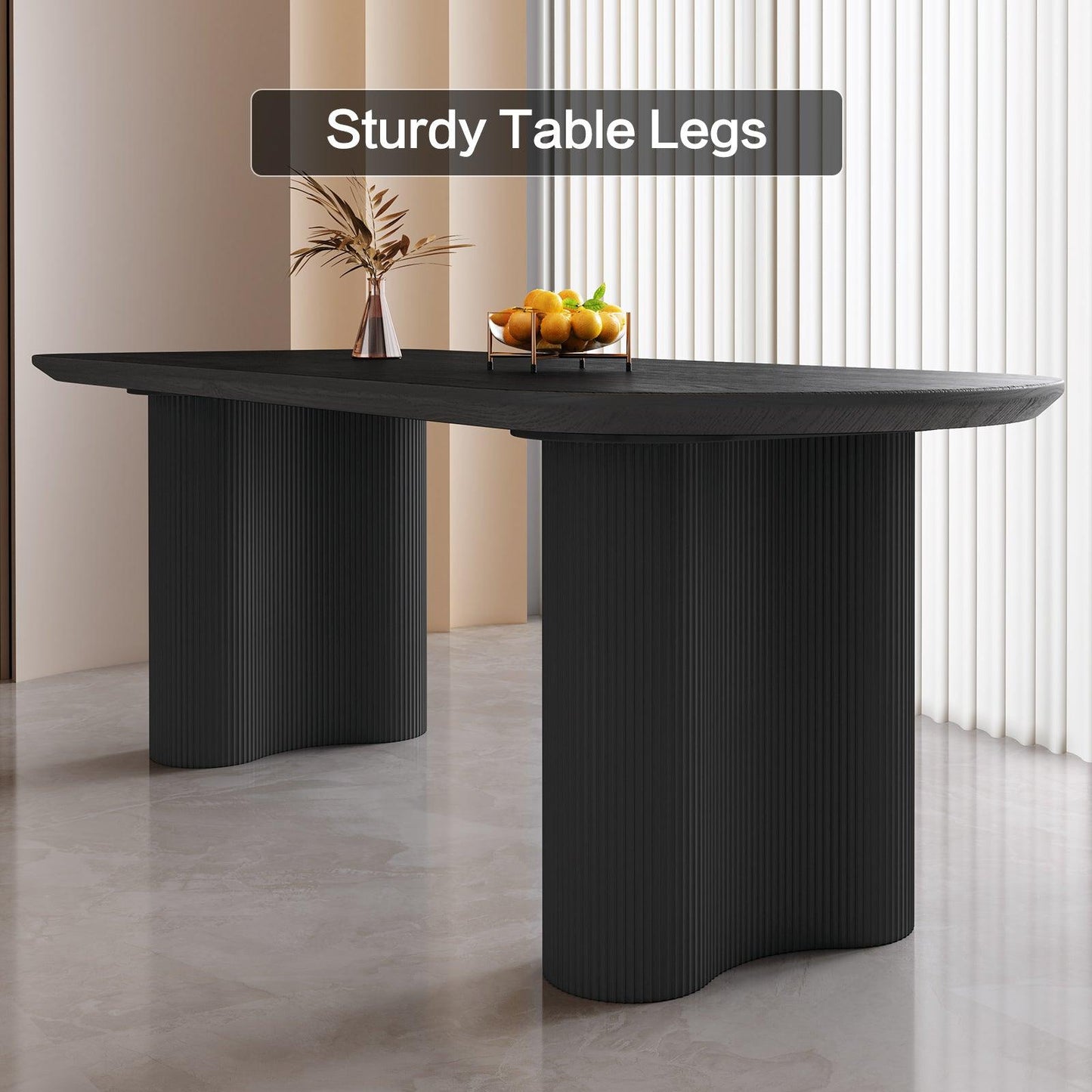 Guyii 55"-71" Black Dining Table, Modern Kitchen Table for Dining Room