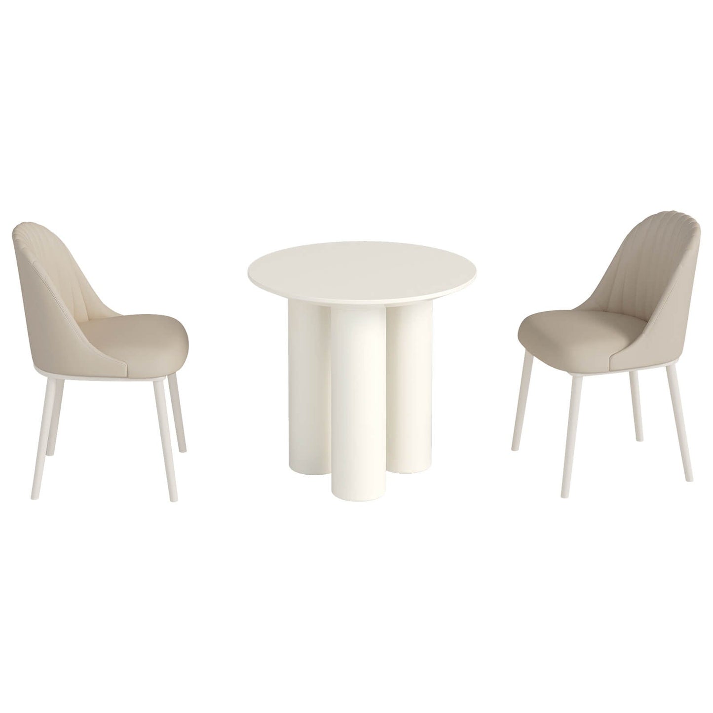 Guyii 30" Cream White Dining Table Set with 2 Chairs, Modern Kitchen Dining Set