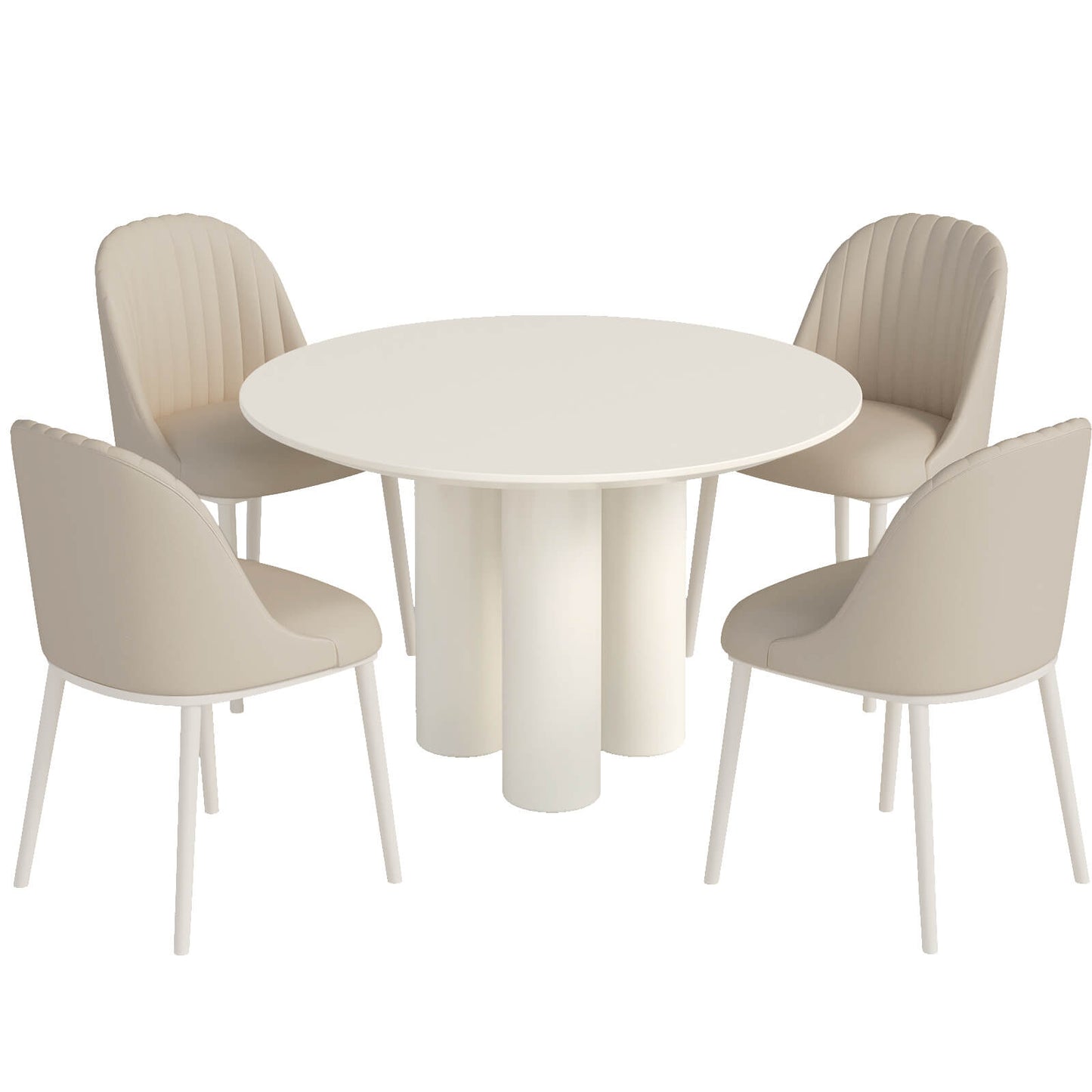 Guyii 46.06" Cream White Dining Table Set with 4 Chairs, Modern Kitchen Dining Set