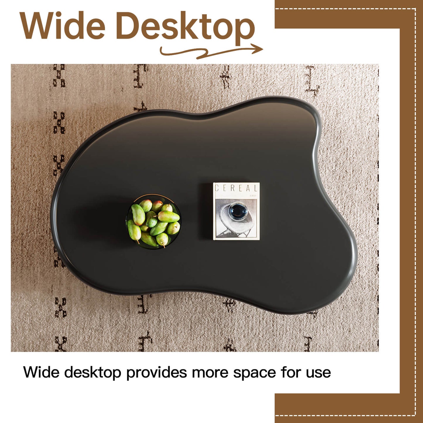 Guyii 46.06" Black Cloud Coffee Table, Cute Modern Coffee Table with 3-Leg Design