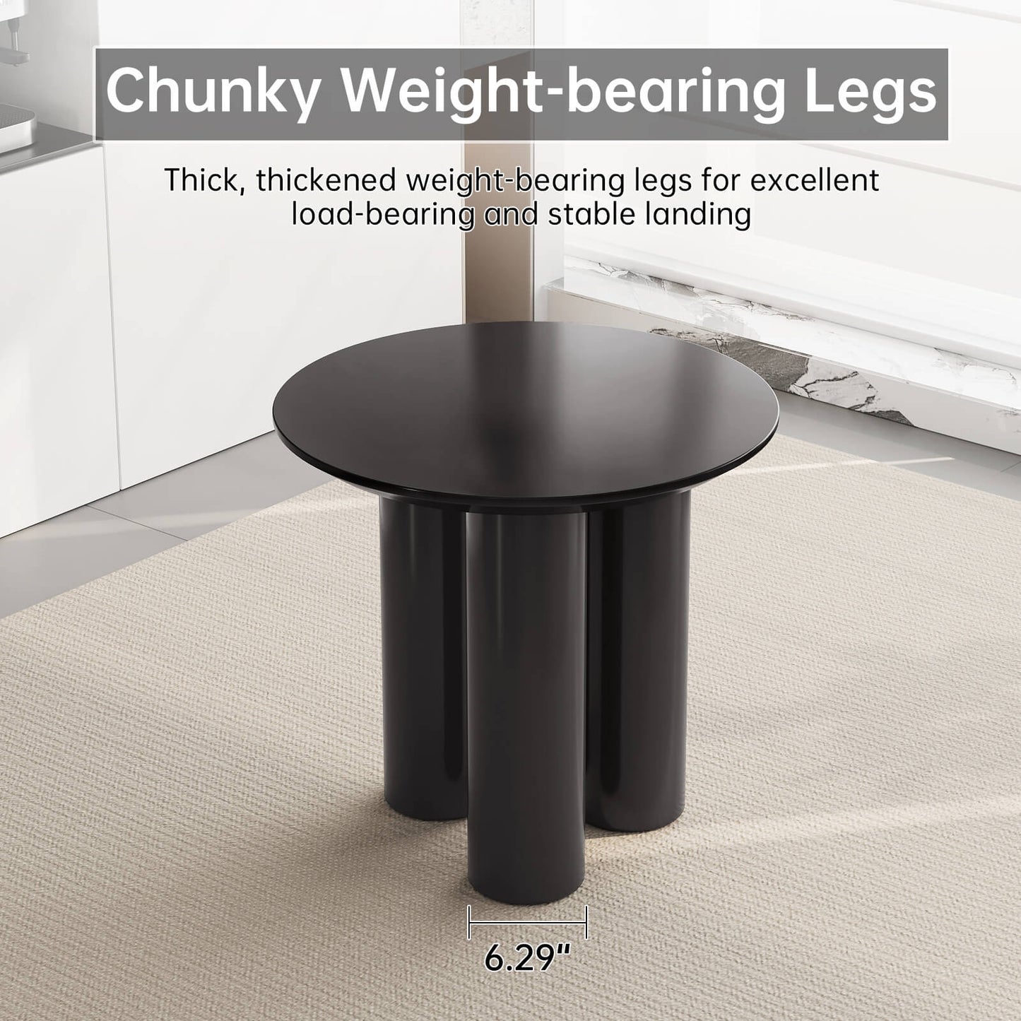 Guyii 30" Black Dining Table Set with 2 Chairs, Modern Round Kitchen Table | L5294-DE