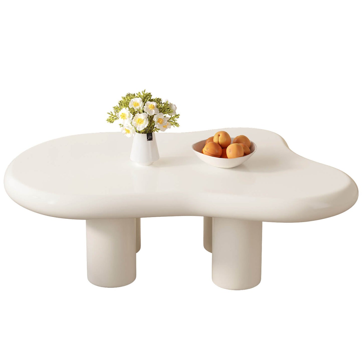 Guyii 46.06" Cream White Cloud Coffee Table, Cute Modern Coffee Table with 4-Leg Design