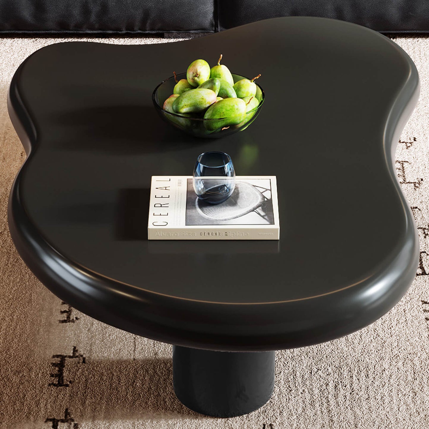 Guyii 46.06" Black Cloud Coffee Table, Cute Modern Coffee Table with 3-Leg Design