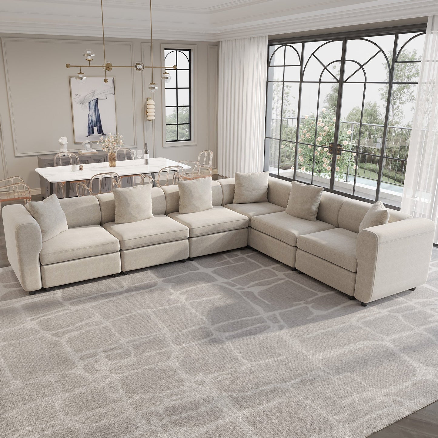 Guyii 4-9 Piece Velvet Sectional Sofa Couch, Convertible Sofa with Cushions