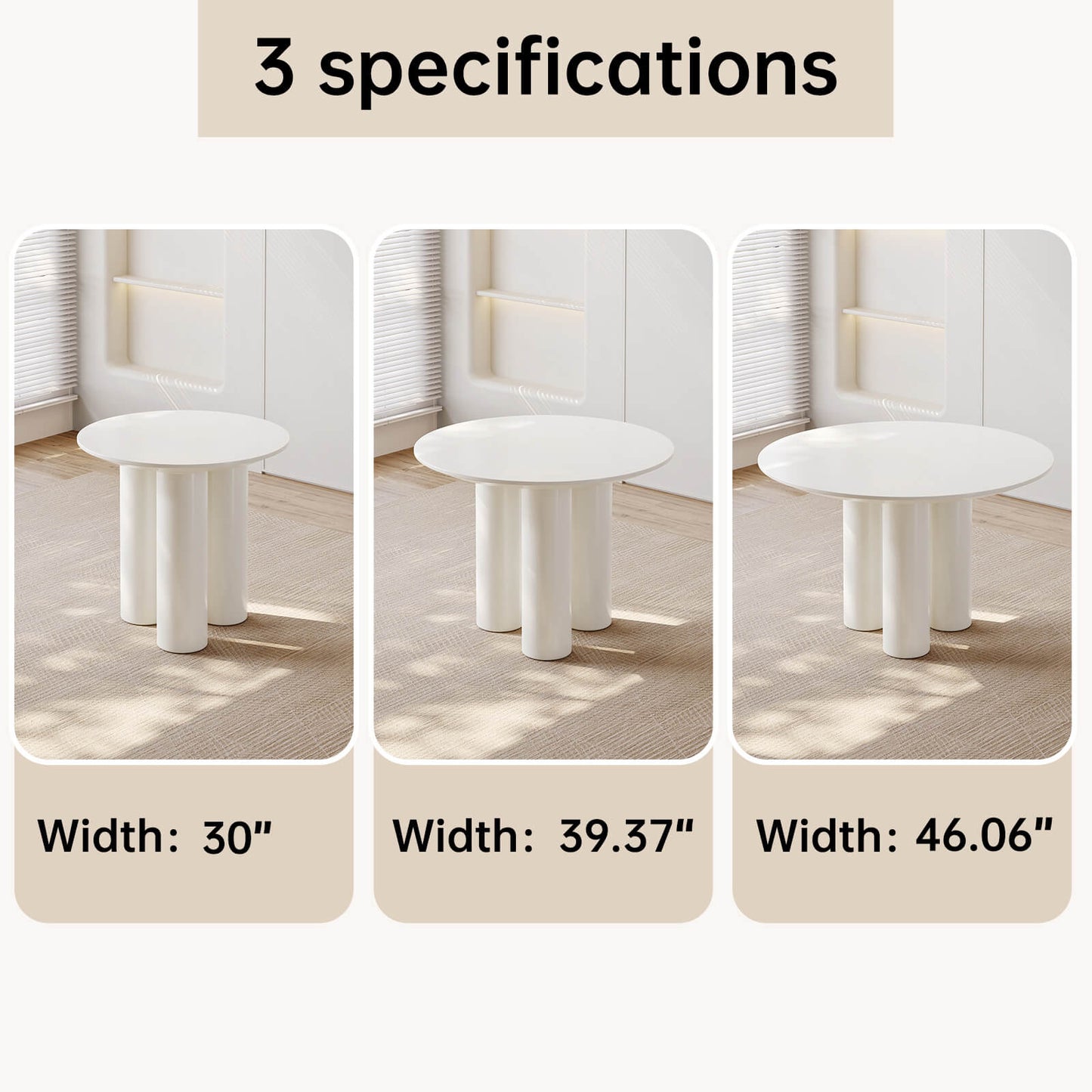 Guyii 30" Cream White Dining Table Set with 2 Chairs, Modern Kitchen Dining Set