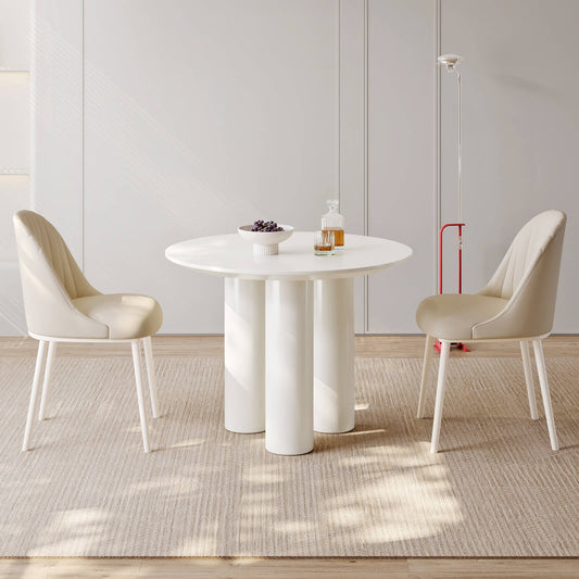 Guyii 39.37" Cream White Dining Table Set with 2 Chairs, Modern Kitchen Dining Set