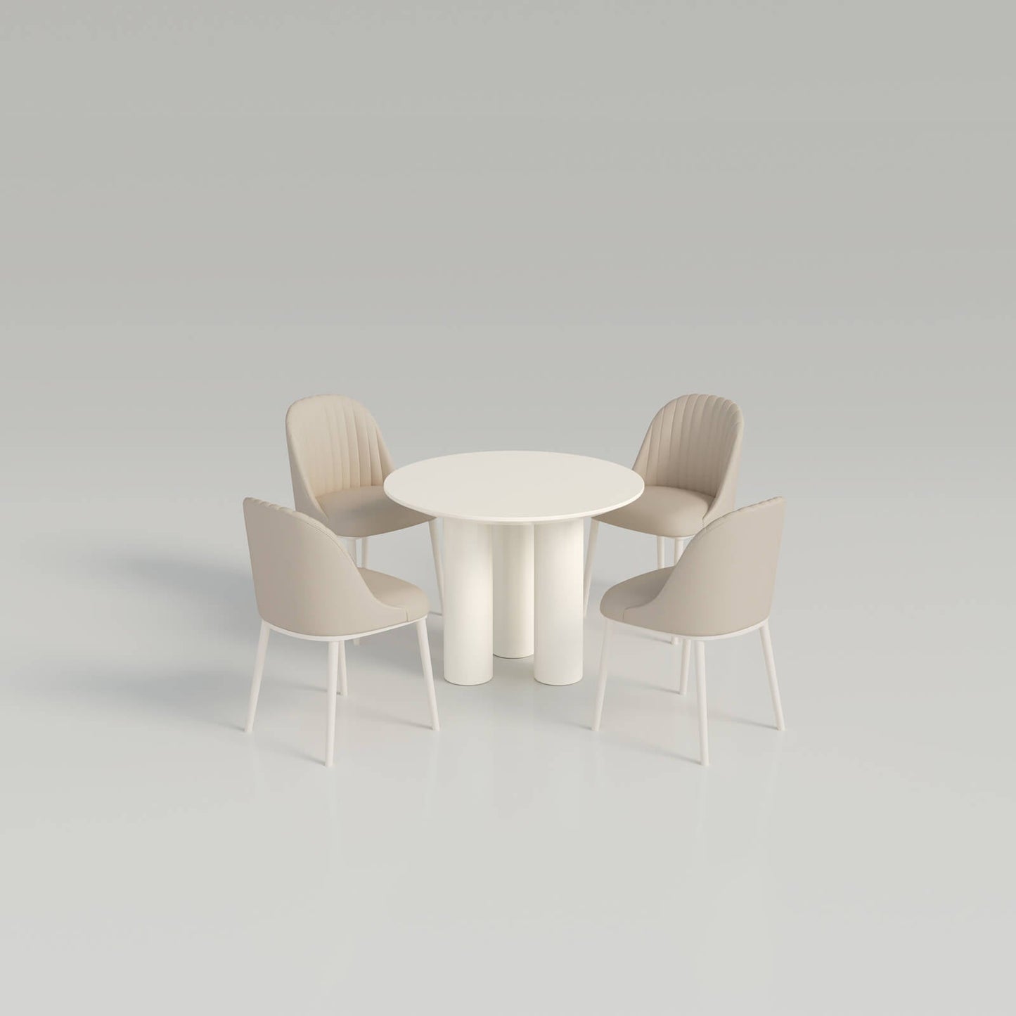 Guyii 39.37" Cream White Dining Table Set with 4 Chairs, Modern Kitchen Dining Set