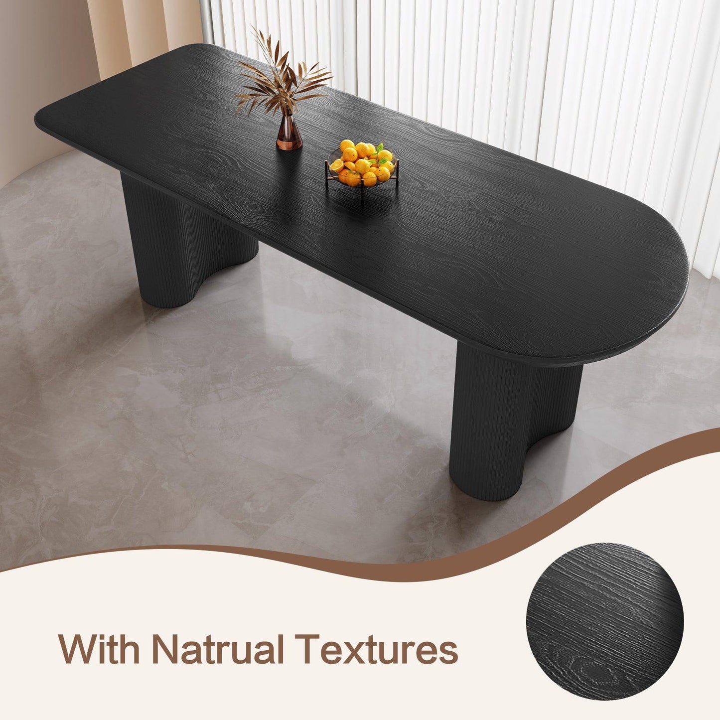Guyii 55"-71" Black Dining Table, Modern Kitchen Table for Dining Room