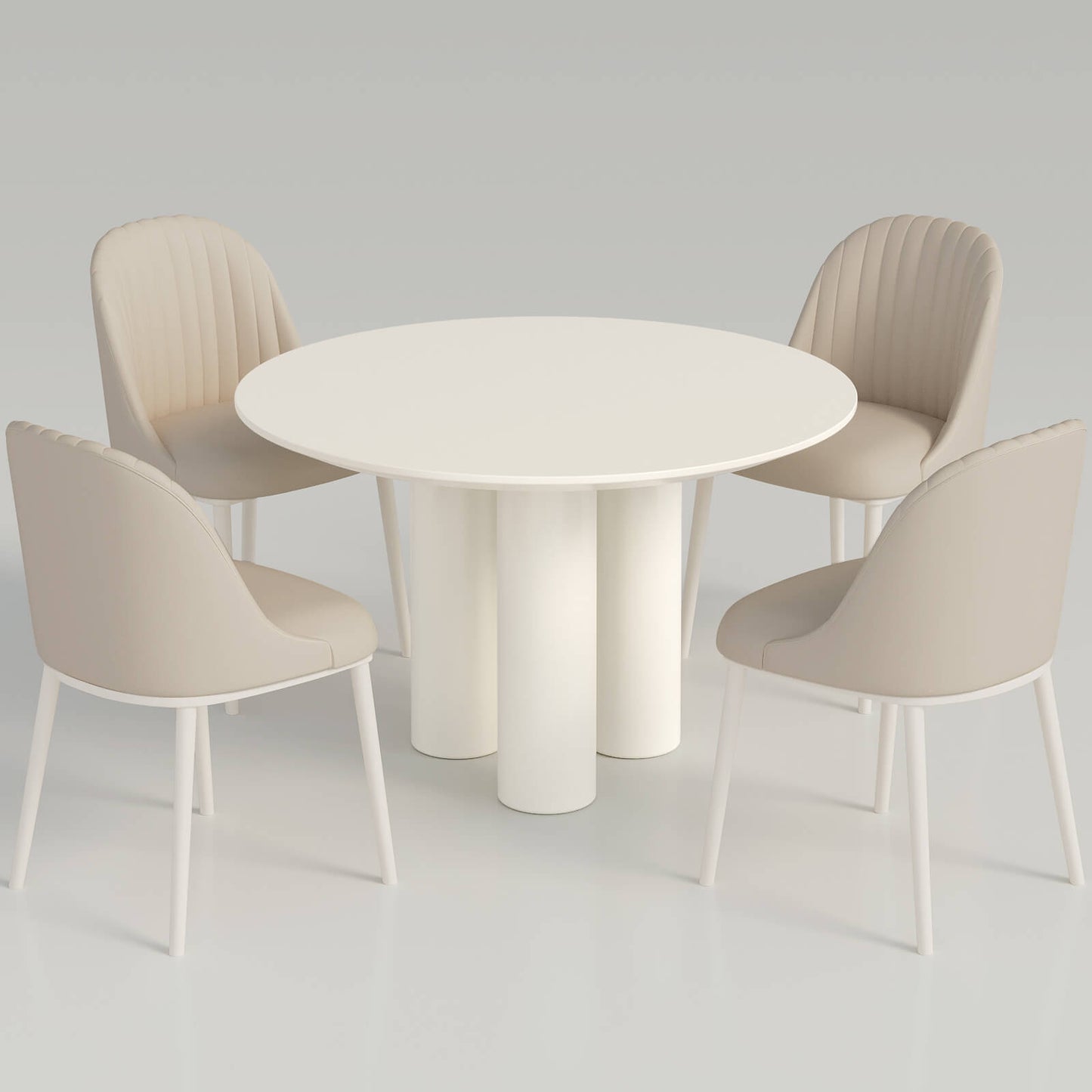 Guyii 46.06" Cream White Dining Table Set with 4 Chairs, Modern Kitchen Dining Set