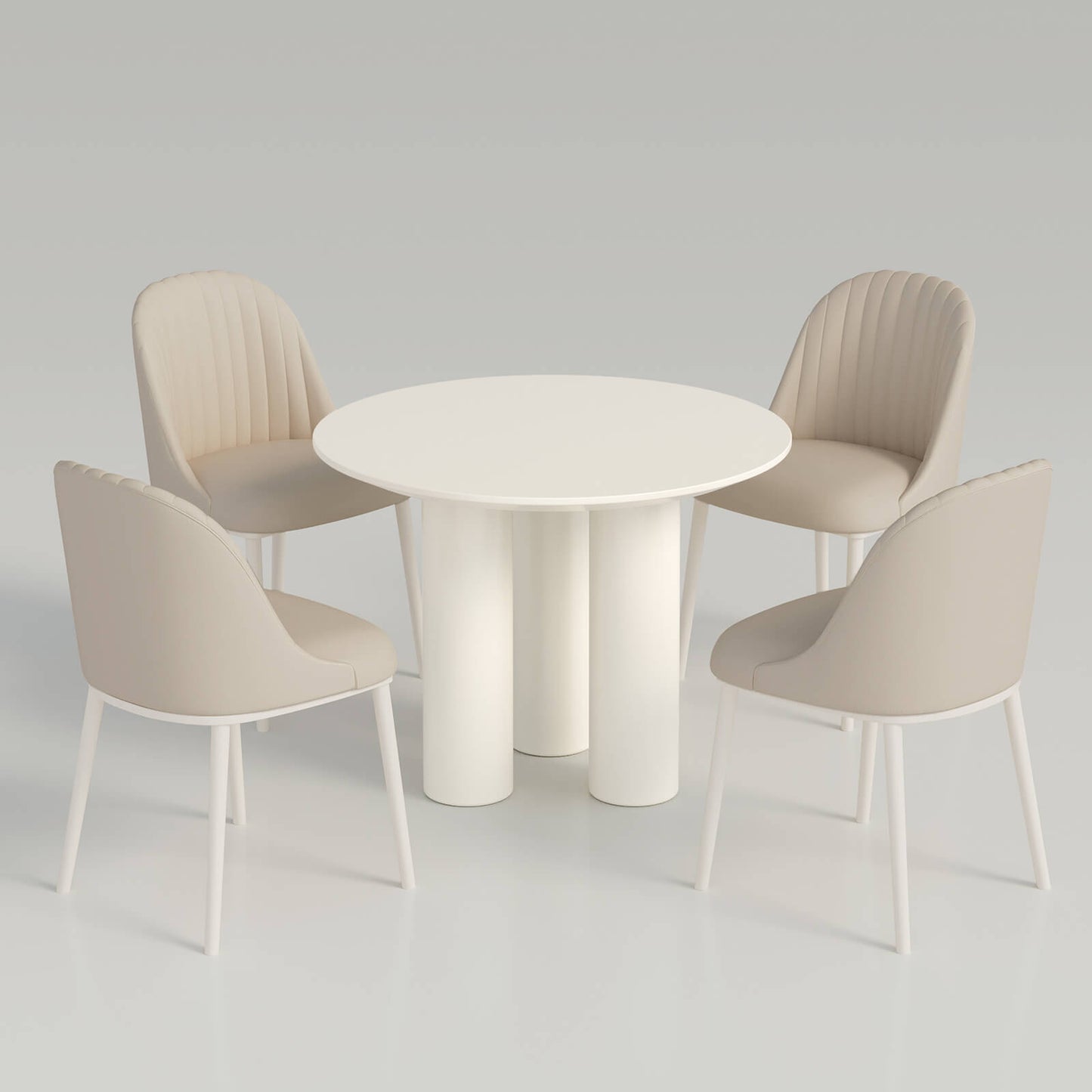 Guyii 39.37" Cream White Dining Table Set with 4 Chairs, Modern Kitchen Dining Set