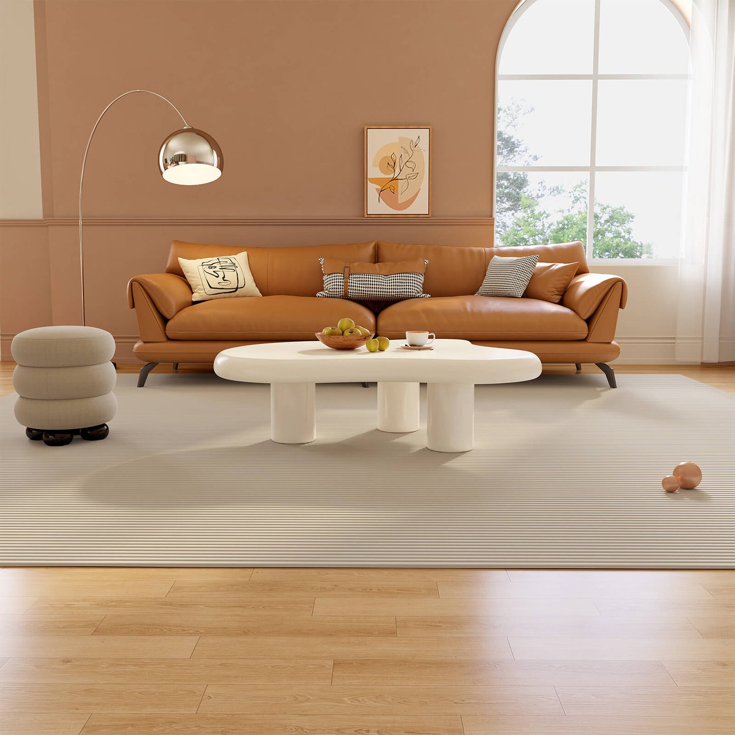 Guyii 41.02" White Cloud Coffee Table, Cute Modern Coffee Table with 3-Leg Design-Q1522DE