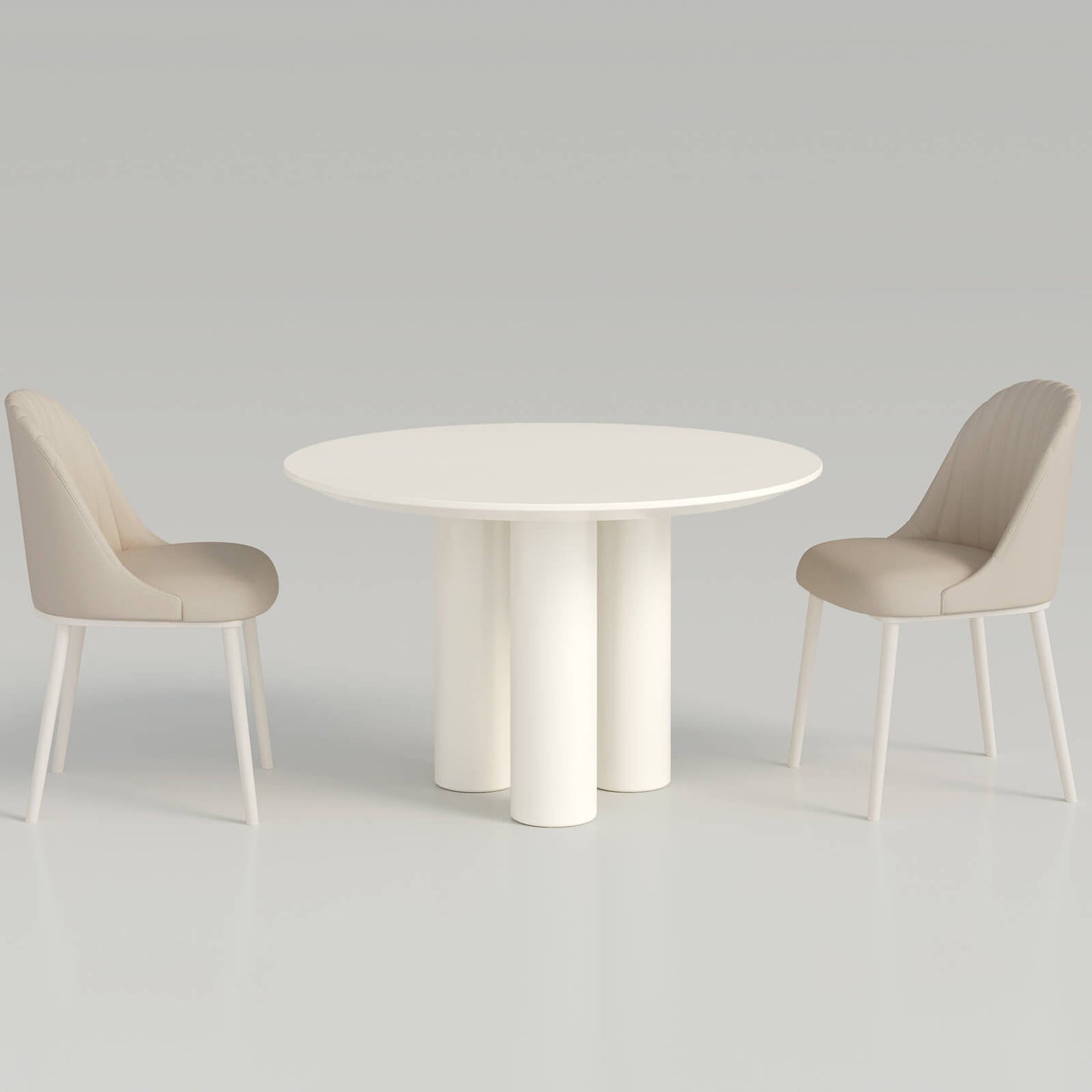 Guyii 46.06" Cream White Dining Table Set with 2 Chairs, Modern Round Kitchen Table | L5294-DE