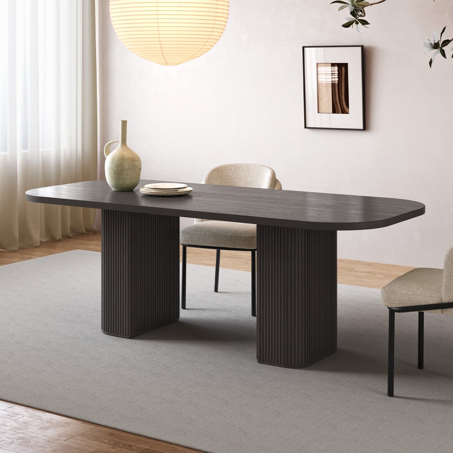 Guyii 65" Rectangular Farmhouse Dining Table for 4–6, Large Black Kitchen Table for Dining Room, Living Room