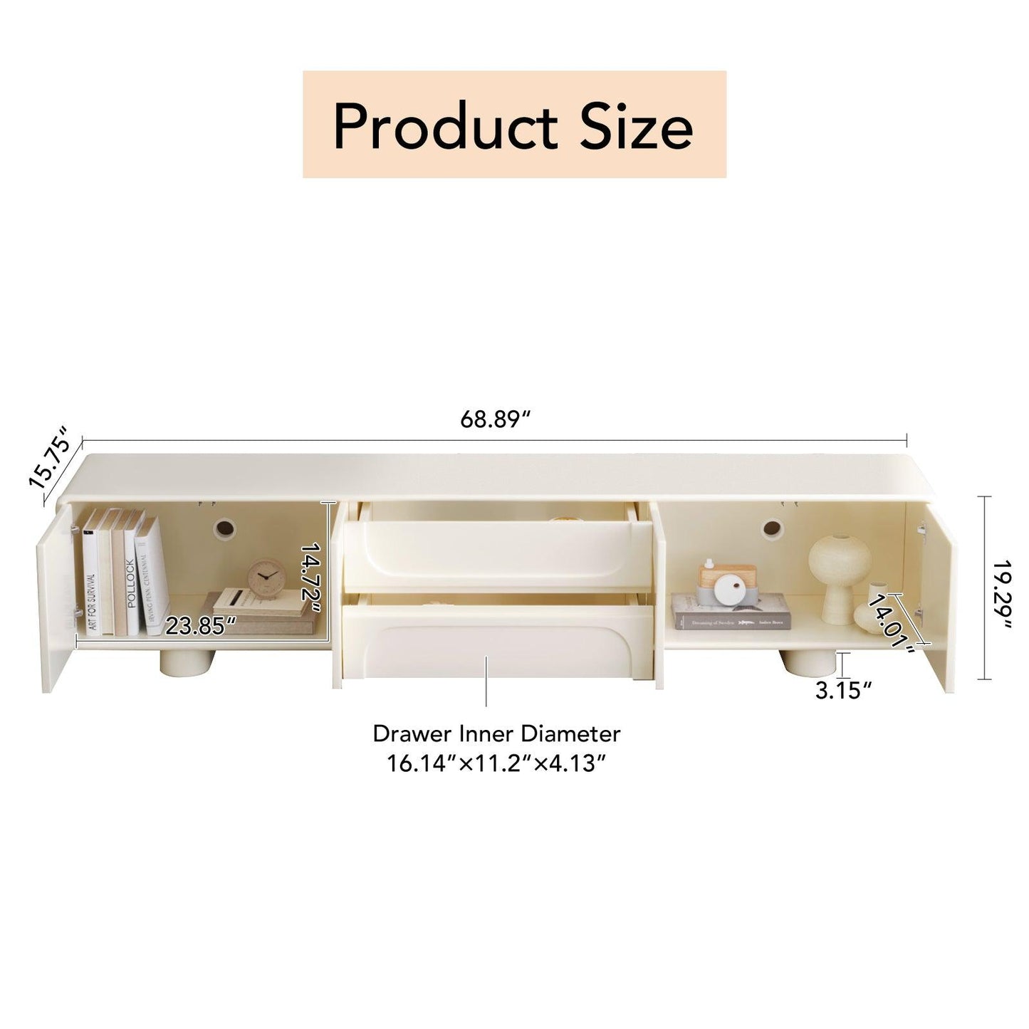 Guyii 68.89" Modern TV Stand, TV Cabinet for Living Room