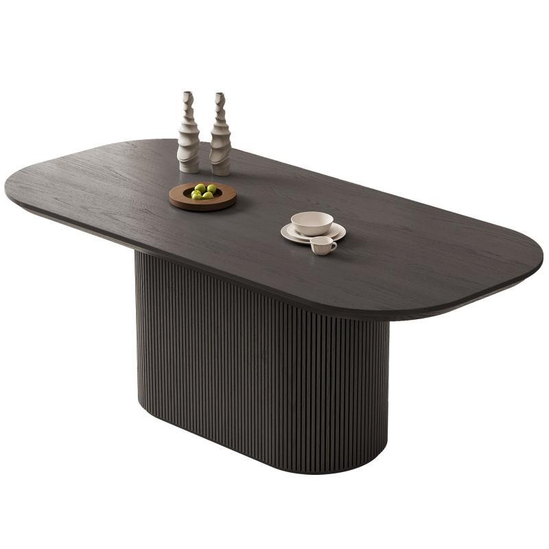 Guyii 63"-86" Black Oval Dining Table, Modern Kitchen Table for Dining Room