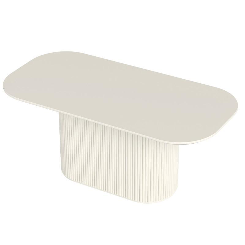 Guyii 63"-87" Cream White Oval Dining Table, Modern Kitchen Table