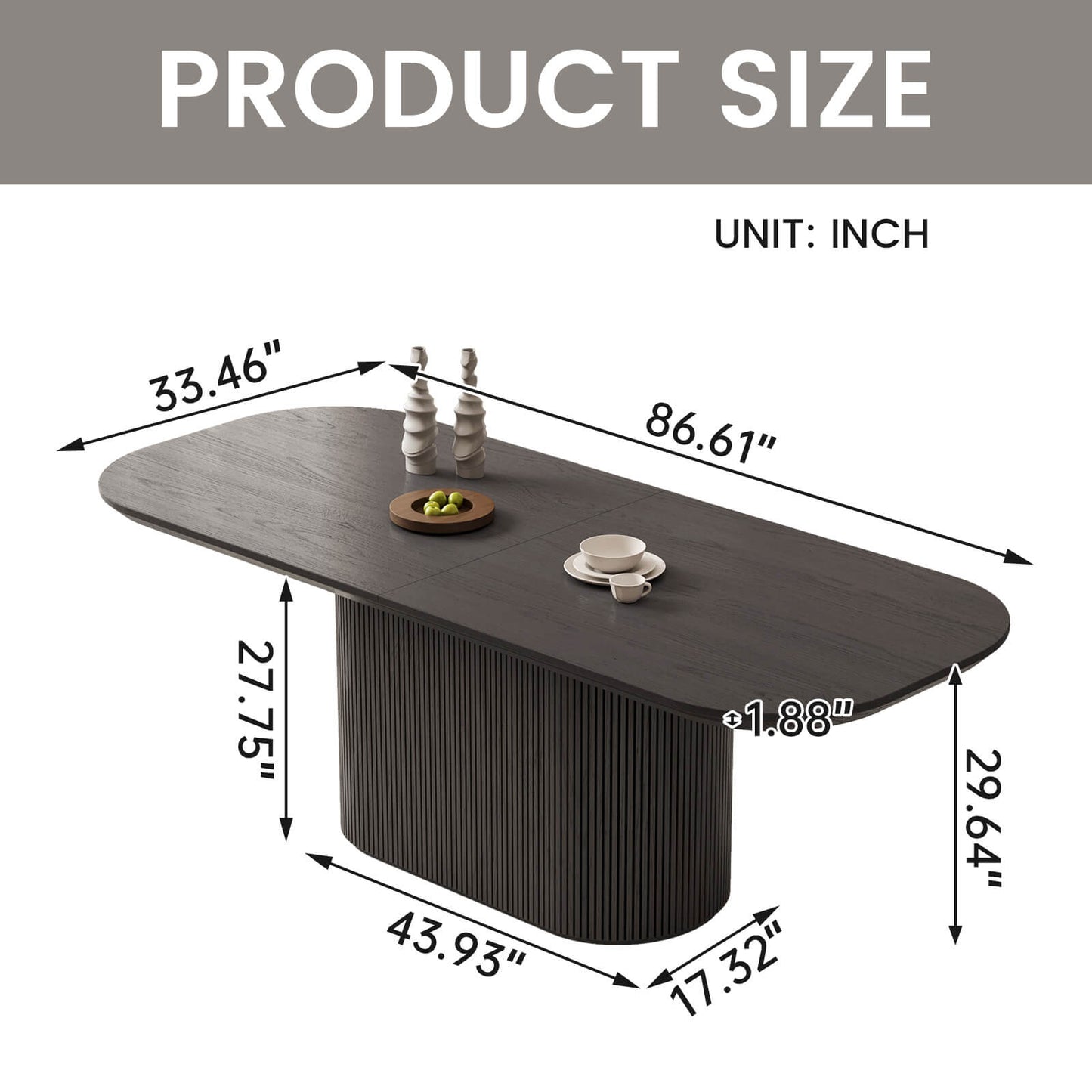 Guyii 86.61" Oval Dining Table, Modern Kitchen Table for 4-8 People, Table Only