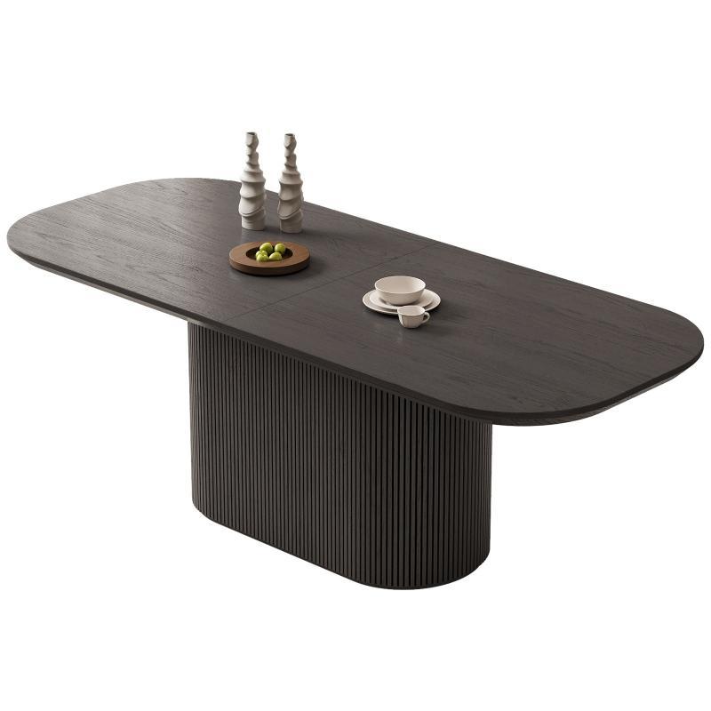 Guyii 63"-86" Black Oval Dining Table, Modern Kitchen Table for Dining Room