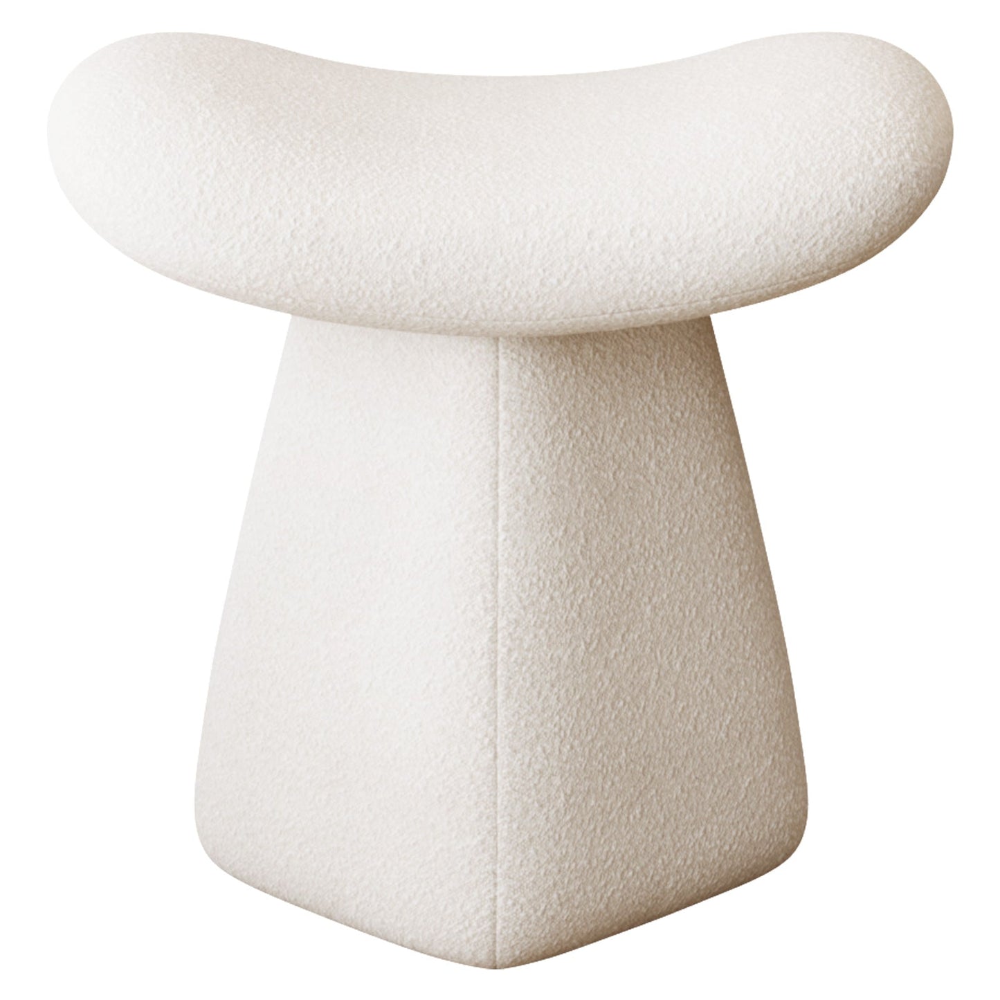 Guyii Boucle Curved Saddle Makeup Stool, Modern Footrest for Dressing Table, Entryway, Living Room
