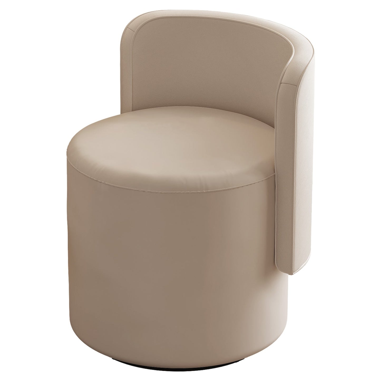 Guyii Cream White Rotating Ottoman Stool with Curved Backrest, Vanity Chair, Adjustable Makeup Pouf Seat for Living Room & Bedroom