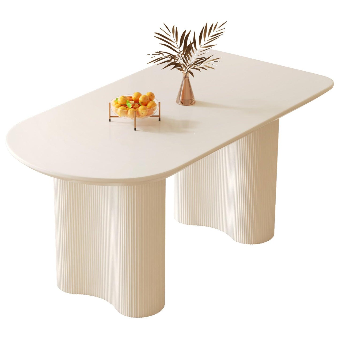 Guyii 55"-70" White Dining Table, Modern Kitchen Table for Dining Room