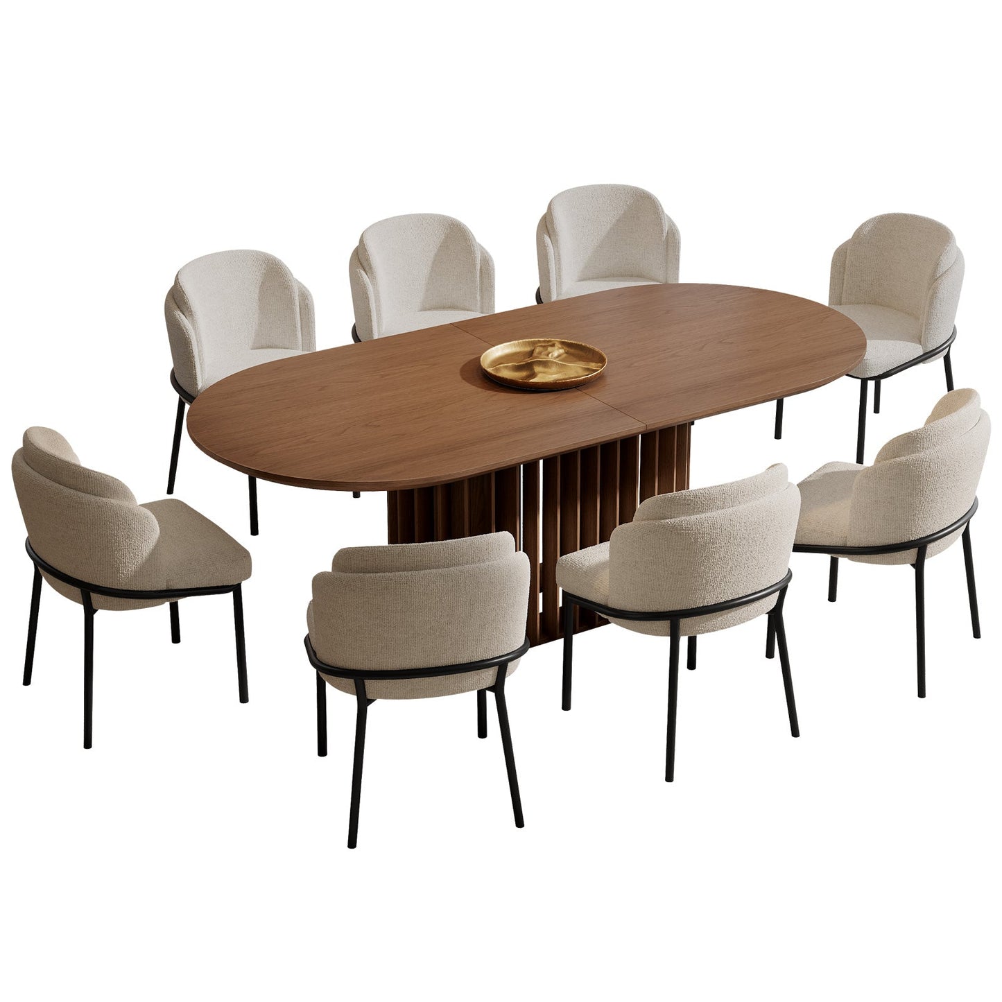 GUYII Modern Farmhouse Large Dining Set, Mid-Century Table & 4-8 Comfortable Chairs
