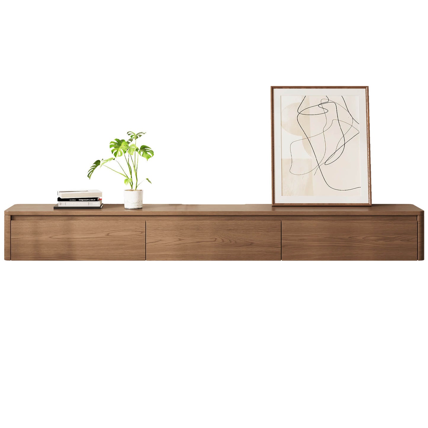 Guyii Best Floating TV Stand - Walnut Finish | Wall-Mounted TV Cabinet