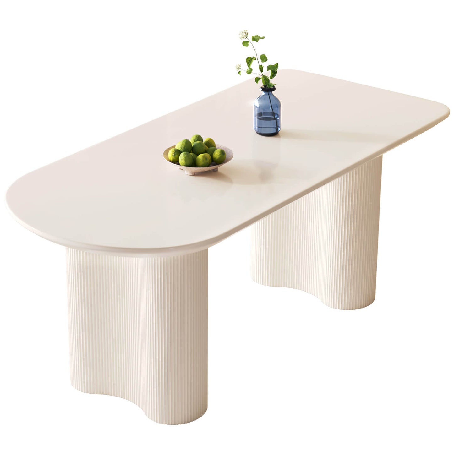 Guyii 62.99" White Oval Dining Table, Modern Kitchen Table for 6 People