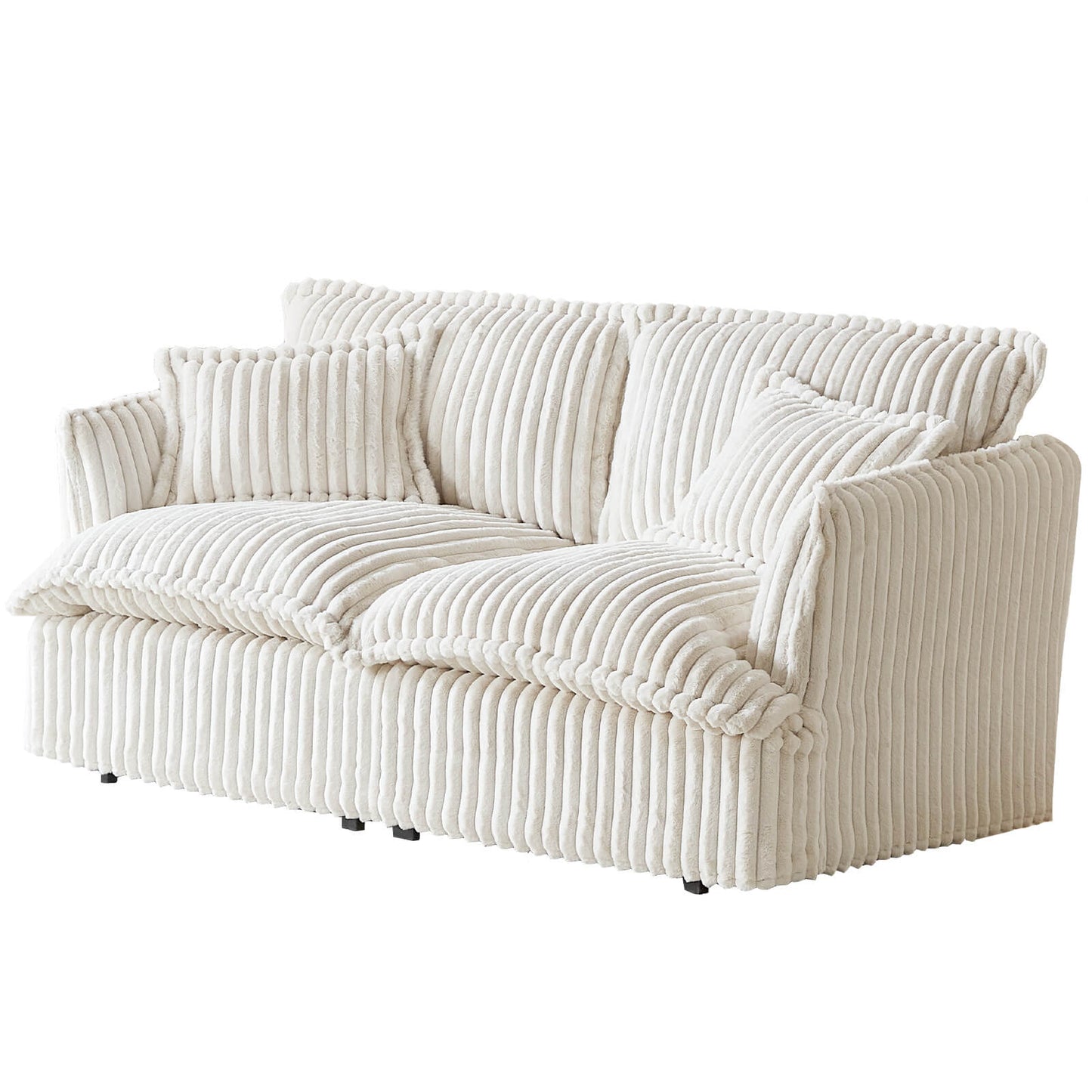 Guyii Oversized Loveseat Sofa with 2 Pillows, Faux Rabbit Fur Fabric Couch