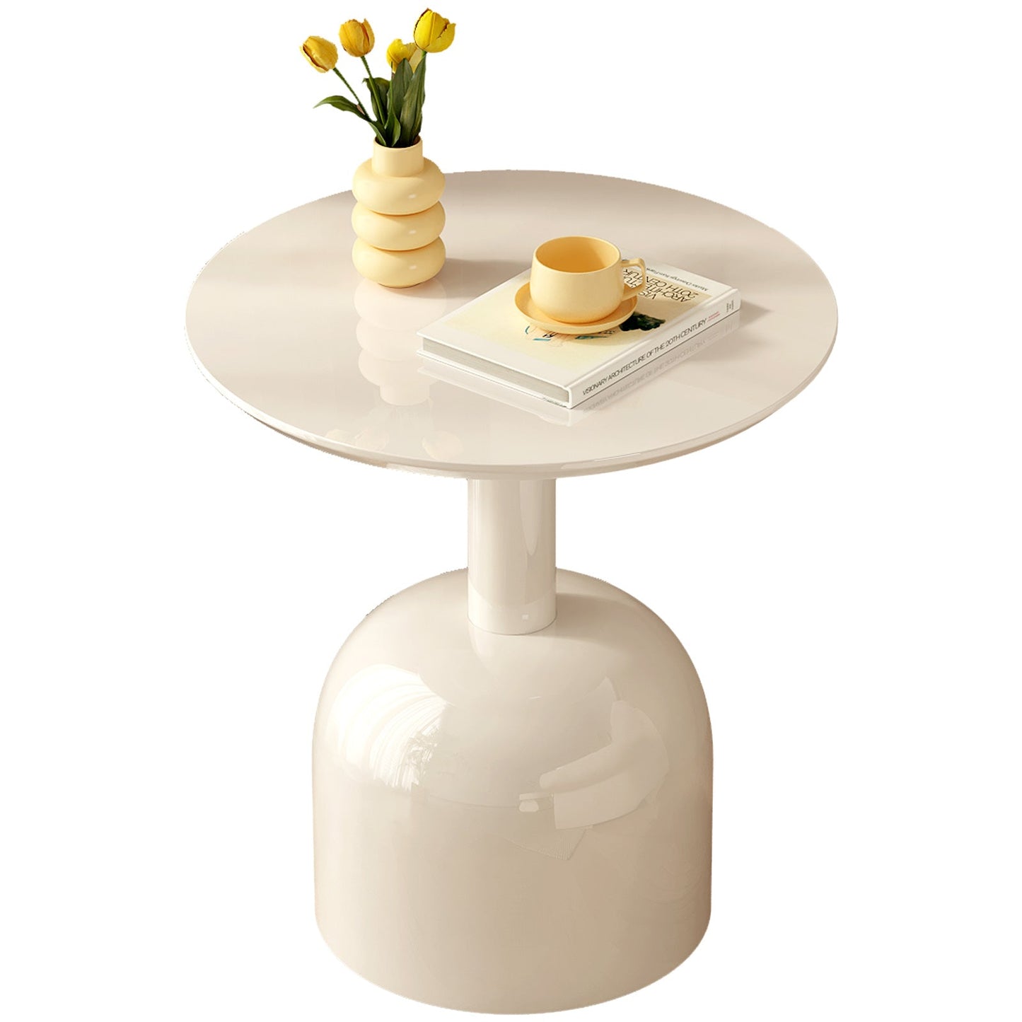 Guyii 24.8" Modern Round Side Table – Small Accent Table for Small Spaces, Living Room, Bedroom, or Entryway