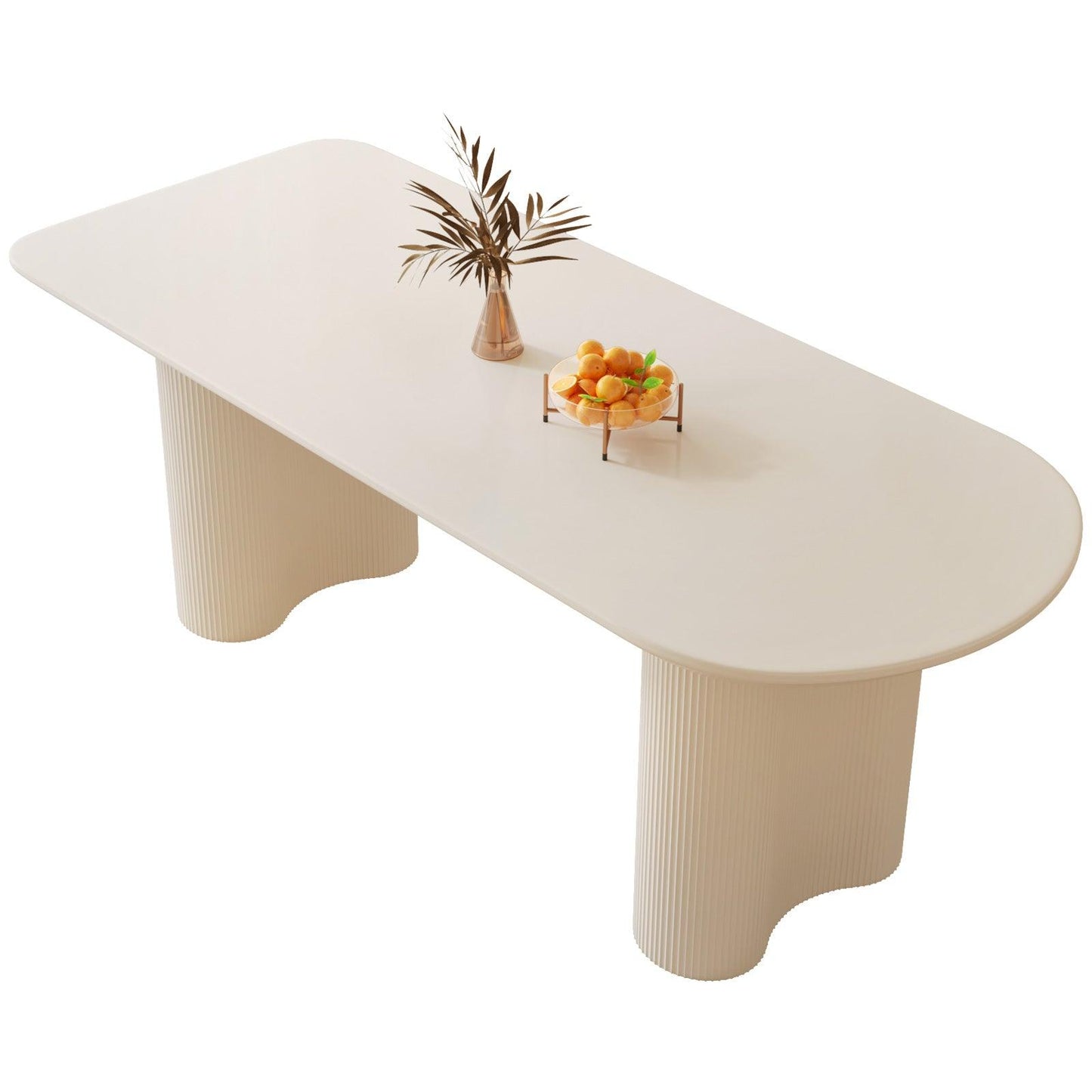 Guyii 55"-70" White Dining Table, Modern Kitchen Table for Dining Room