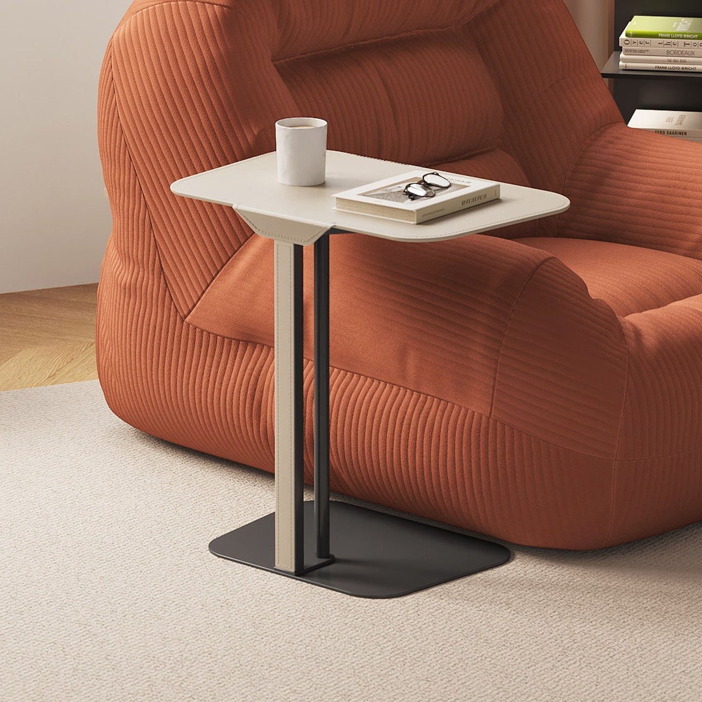 Guyii Modern Minimalist Rectangular Side Table, Space-Saving End Table