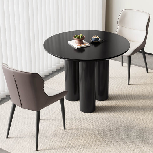 Guyii Modern Black Dining Table Set 39.37" with 2 Chairs for Kitchen