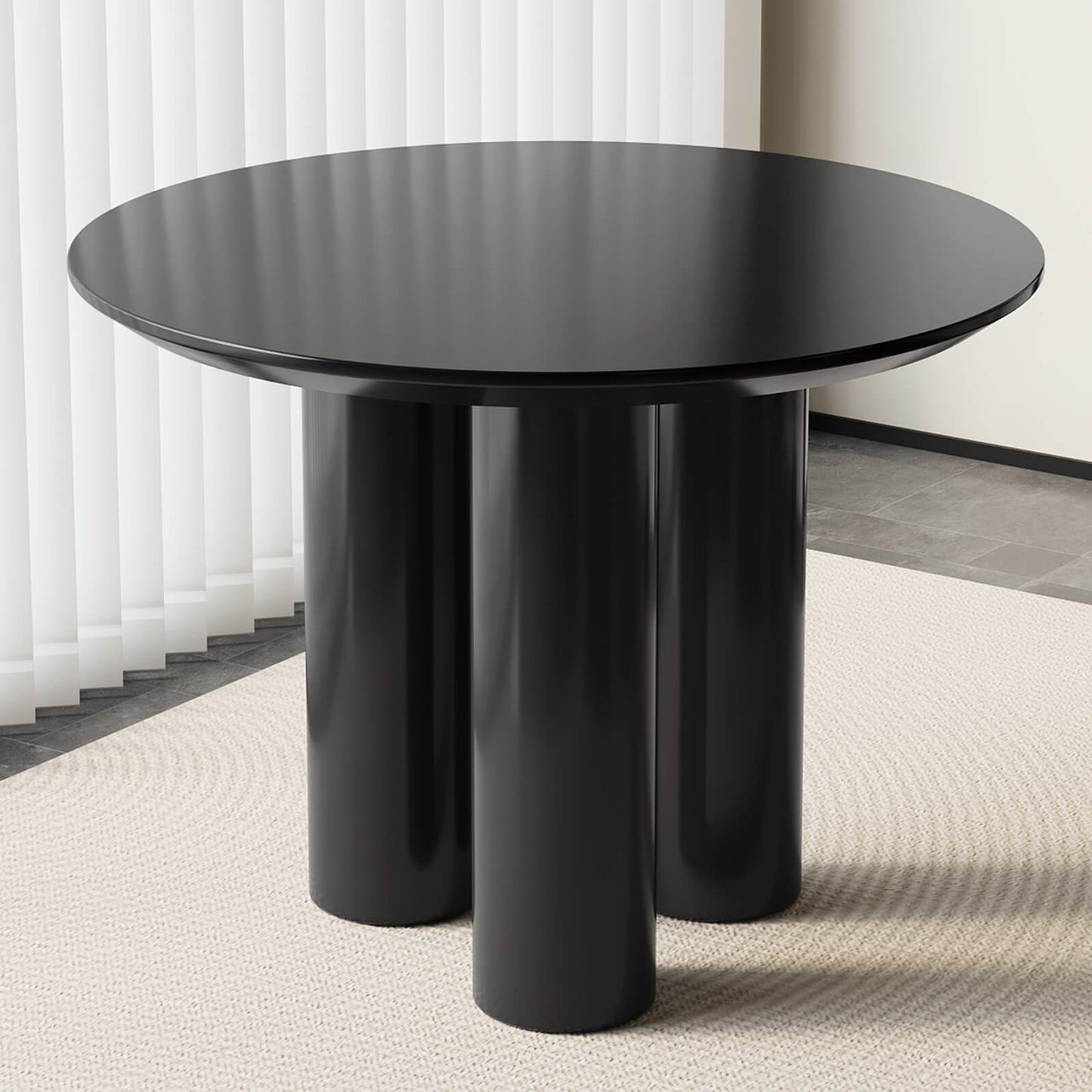Guyii 39.37" Black Dining Table, Modern Round Kitchen Table